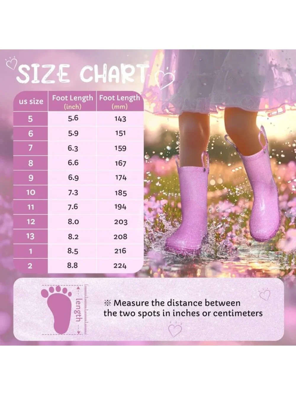 Glitter Light-Up Toddler Rain Boots - Waterproof, Easy-On Handles, Kids Shoes